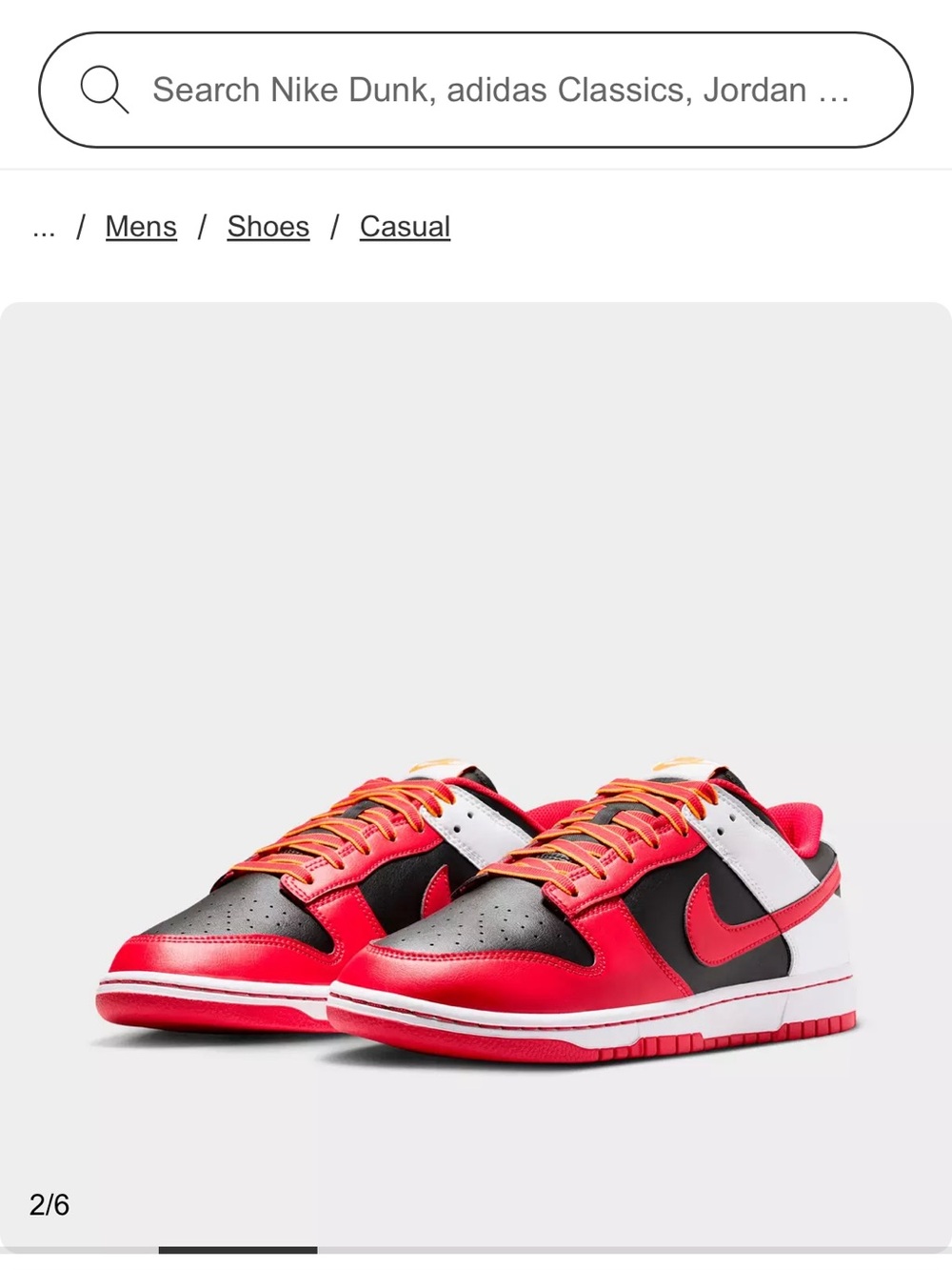 Nike Men’s Low-Top Sneakers — Red, Black & White
